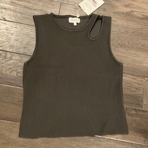 Bohme crop tank.Cute detail at shoulder. NWT. Dark olive green almost dark grey